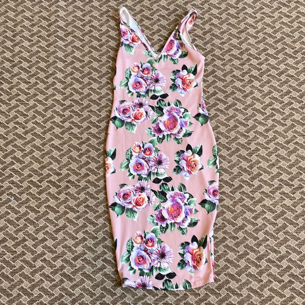 Zara Pink Floral Midi Dress